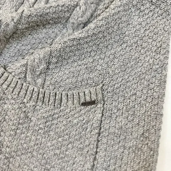 Hollister Gray Cable Knit Cardigan Women’s Medium Chunky Cotton Cozy Coastal - Picture 7 of 15